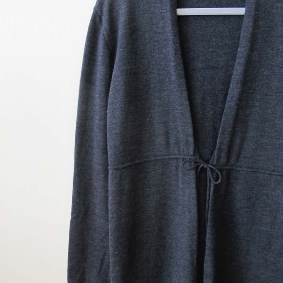 Eileen Fisher Charcoal Gray Merino Wool Tie Front Knit Duster Jacket Cardigan XL - Picture 6 of 7